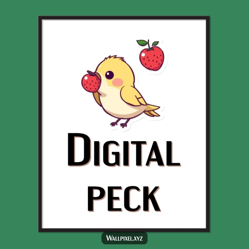 Funny Pixel Bird Poster: Retro Gaming Wall Art of Pecking Character