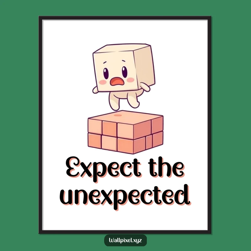 Funny Blocky Figure Tripping Poster - Hilarious Pixel Art Wall Decor Gift