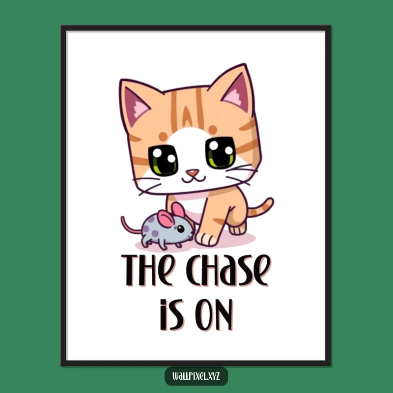 Funny Pixel Cat Poster: Hilarious Hunter Art for Your Walls Gift