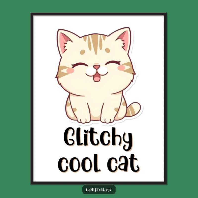 Funny Pixel Cat Poster: Winking Retro Art, Unique Funny Gift