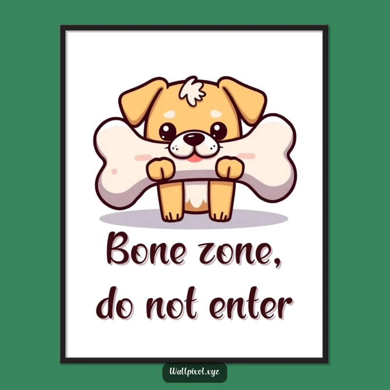 Funny Pixel Dog Bone Poster: Retro Gaming Wall Art for Dog Lovers