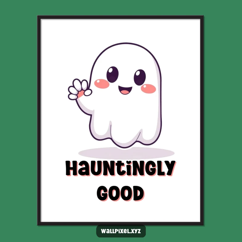 Funny Pixel Ghost Poster - Friendly Waver, Perfect Funny Gift for Wall Decor