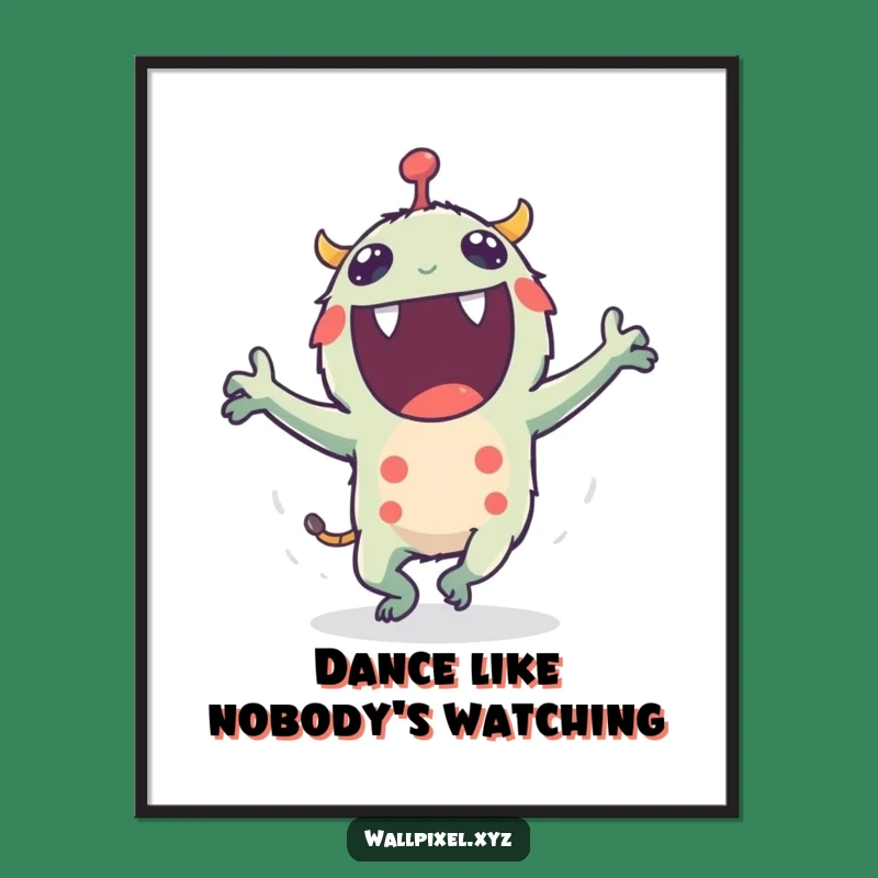 Funny Pixel Monster Dance Poster: Retro Art for a Lively Space