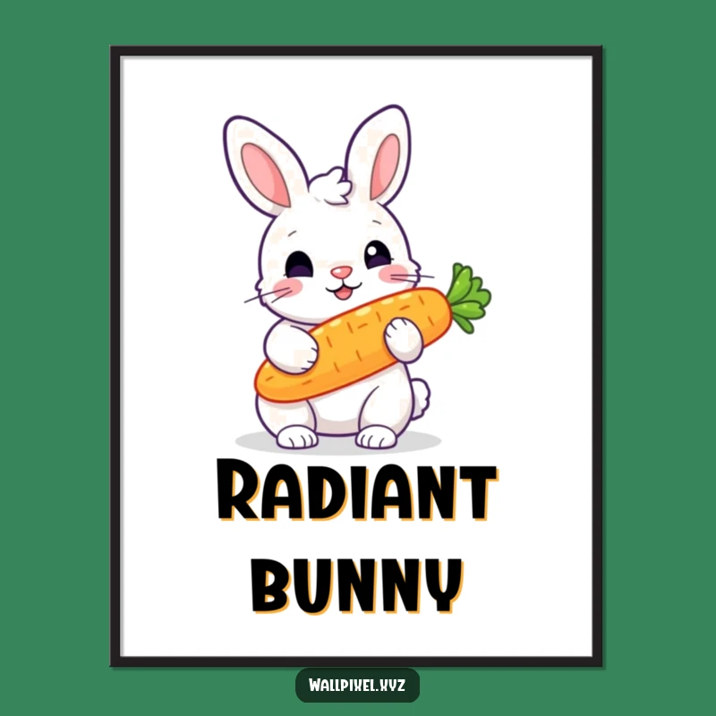 Funny Pixel Rabbit Carrot Poster - Glowing Veggie Art, Perfect Funny Gift Decor