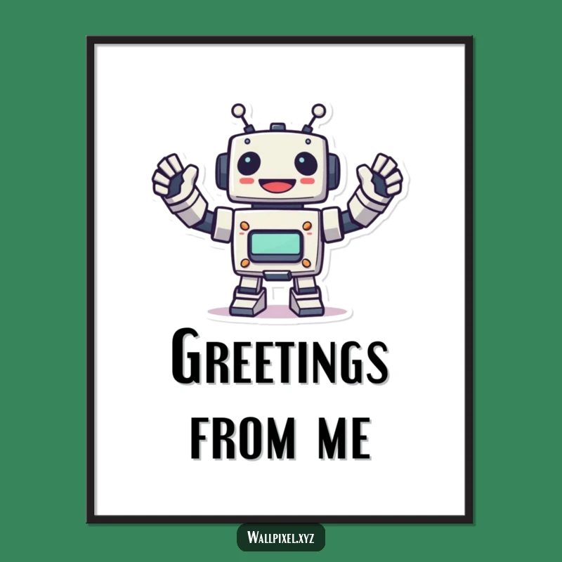 Funny Pixel Robot Poster - Retro Tech Wall Art for Cheerful Spaces