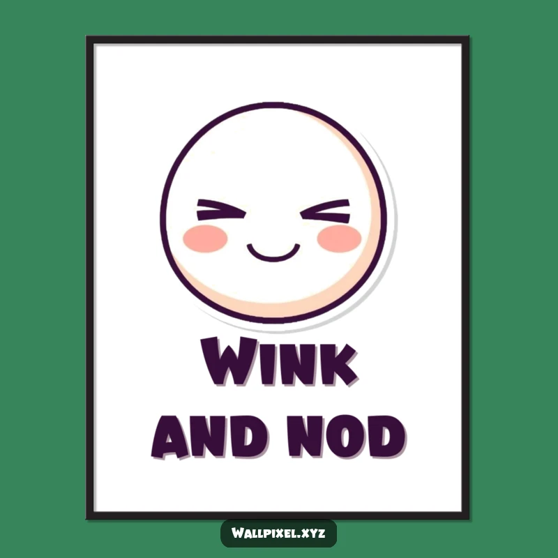 Funny Pixel Smiley Poster: Mischievous Wink Art, Hilarious Retro Decor Gift!