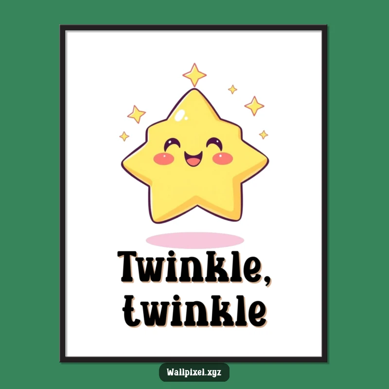 Funny Pixel Star Poster: Twinkling Wall Art, Hilarious Retro Decor Gift!