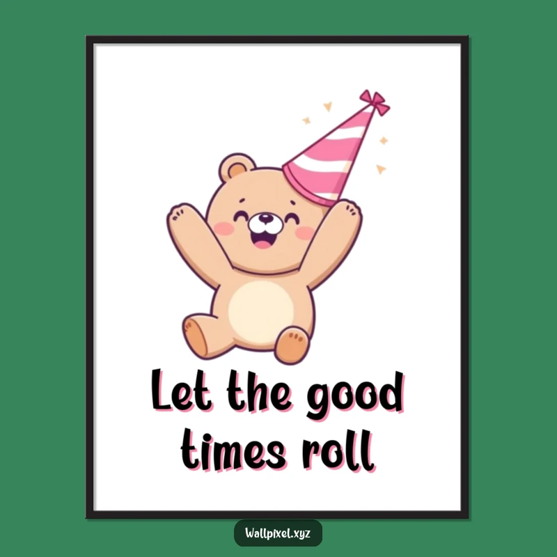 Funny Pixelated Bear Party Poster - Festive Humorous Decor for Any Celebration Gift!