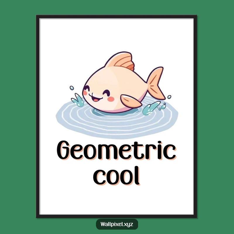 Funny Geometric Fish Poster: Decorate with Joy This Pixelated Puddle Art Print