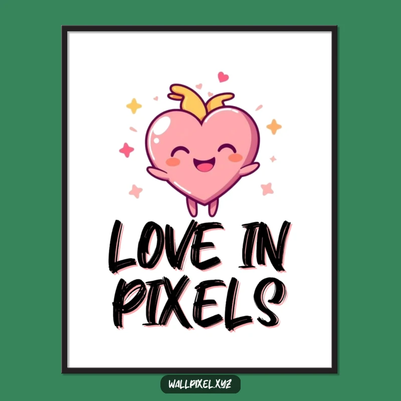 Funny Pixel Heart Poster: Joyful Pulse Art, Hilarious Decor Gift!