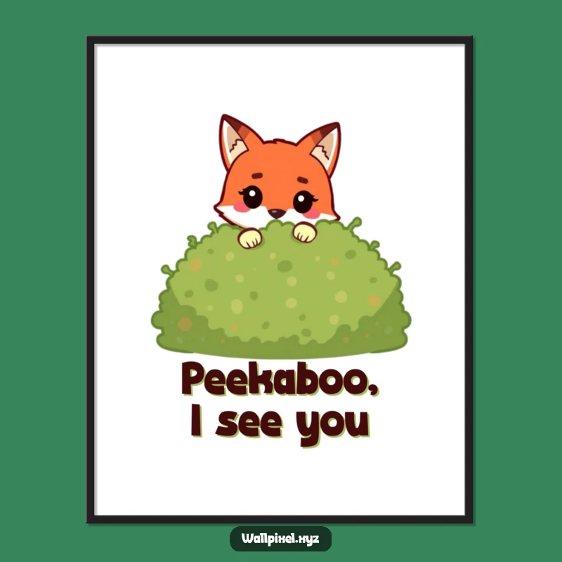 Funny Pixel Fox Poster: Blocky Character Peeking, Retro Gaming Wall Art Gift!
