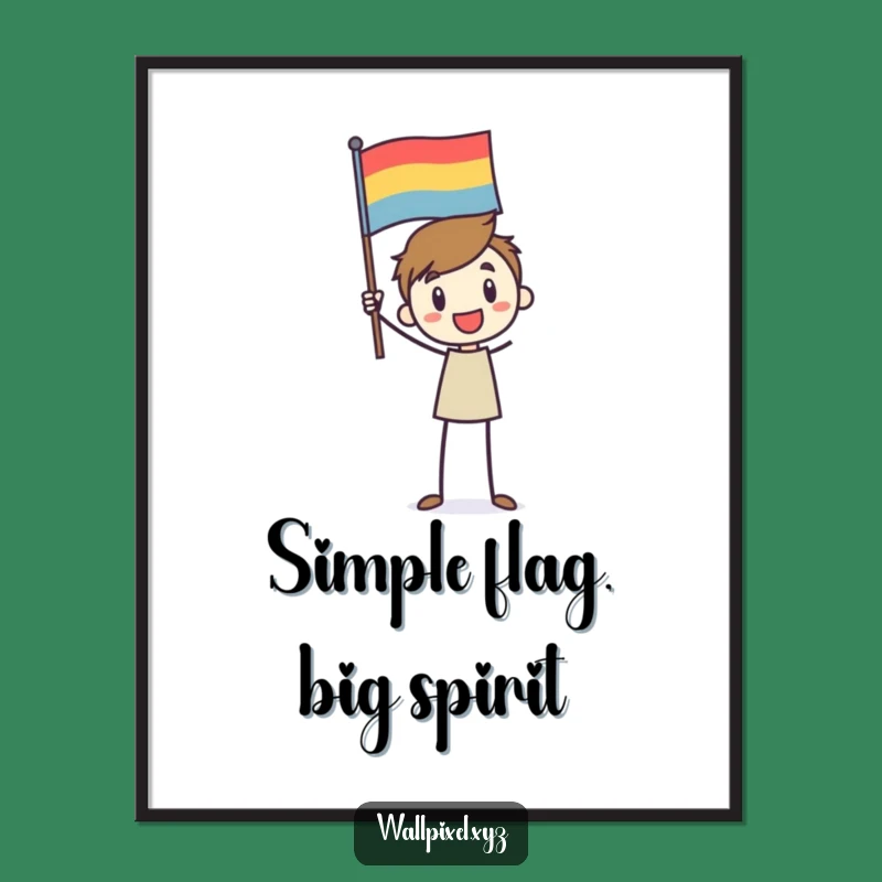 Funny Stick Figure Flag Poster: Celebrate with Pixelated Cheer!