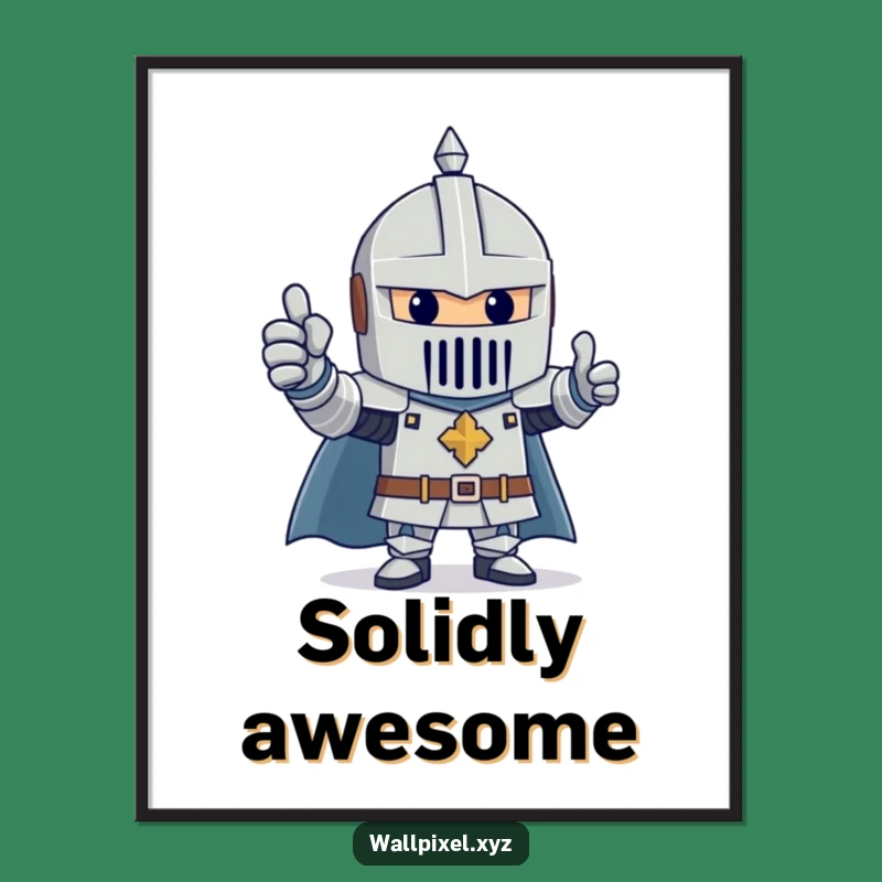 Funny Block Knight Poster: Cheerful Wall Art for a Heroic Space!