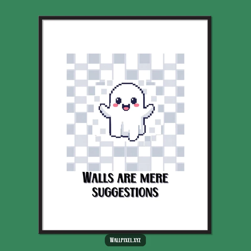 Funny Pixel Ghost Poster: Retro Gaming Art for Your Walls Gift