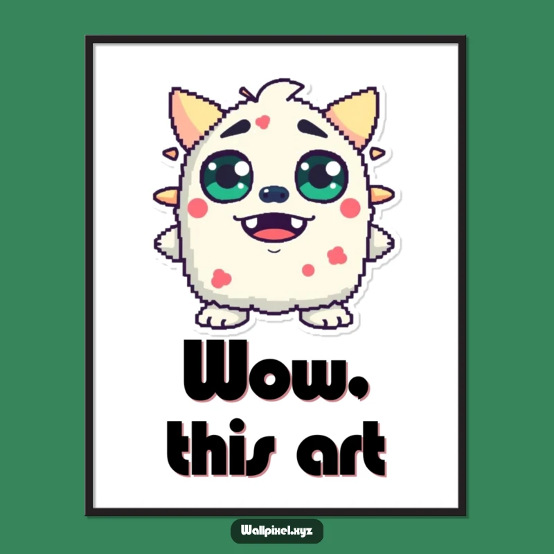 Funny Pixel Monster Poster: Decorate with Shock This Hilarious Blocky Eyed Art Print