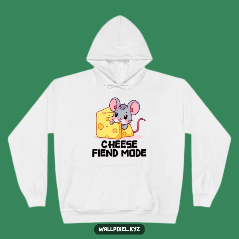 Funny Pixel Mouse Cheese Hoodie - Cozy Gamer Snack Wear