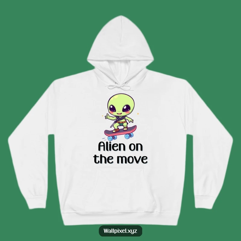 Cozy Funny Pixelated Alien Hoodie - Stay Warm with Sci-Fi Humor Gift!