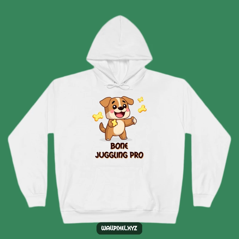Cozy Funny Pixelated Dog Juggling Bones Hoodie, Perfect Gamer Gift