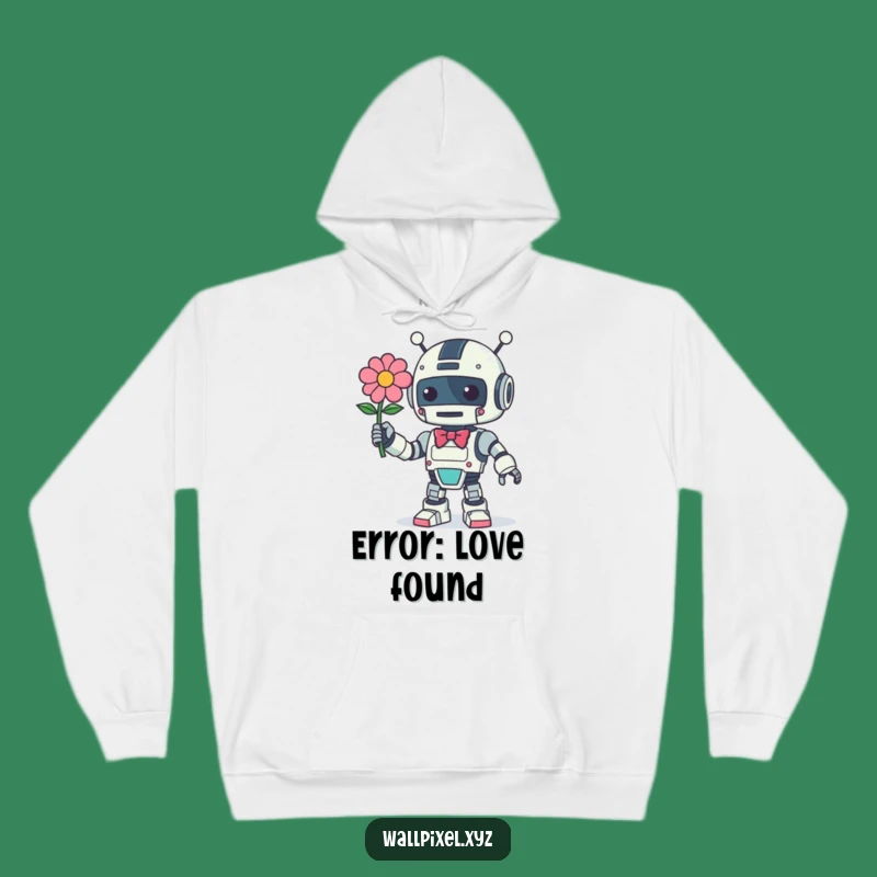 Cozy Funny Retro Robot Flower Hoodie, Perfect Techie Gift