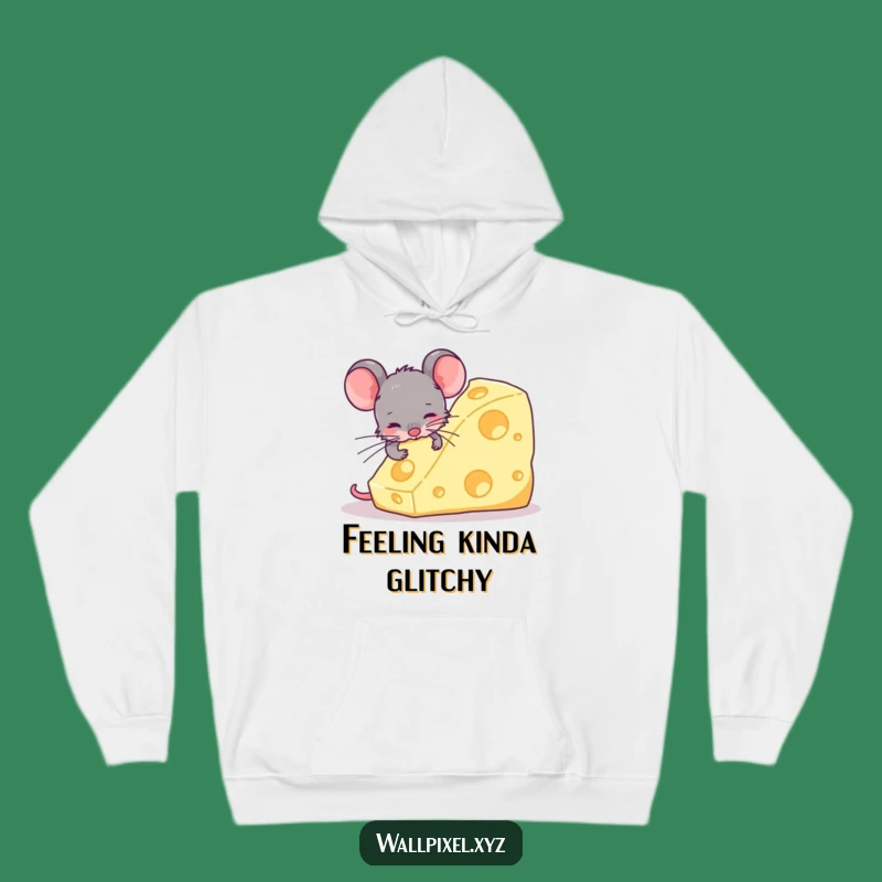 Cozy Funny Pixel Mouse Cheese Hoodie - Warm Retro Gamer Gift