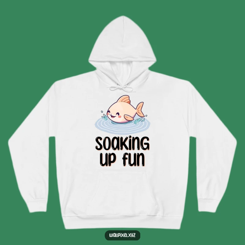 Funny Geometric Fish Hoodie: Stay Cozy and Cheerful with Pixelated Puddle Style