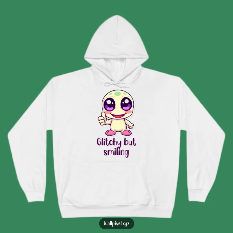 Funny Pixel Alien Thumbs Up Hoodie - Cozy Retro Gaming Warm Gift