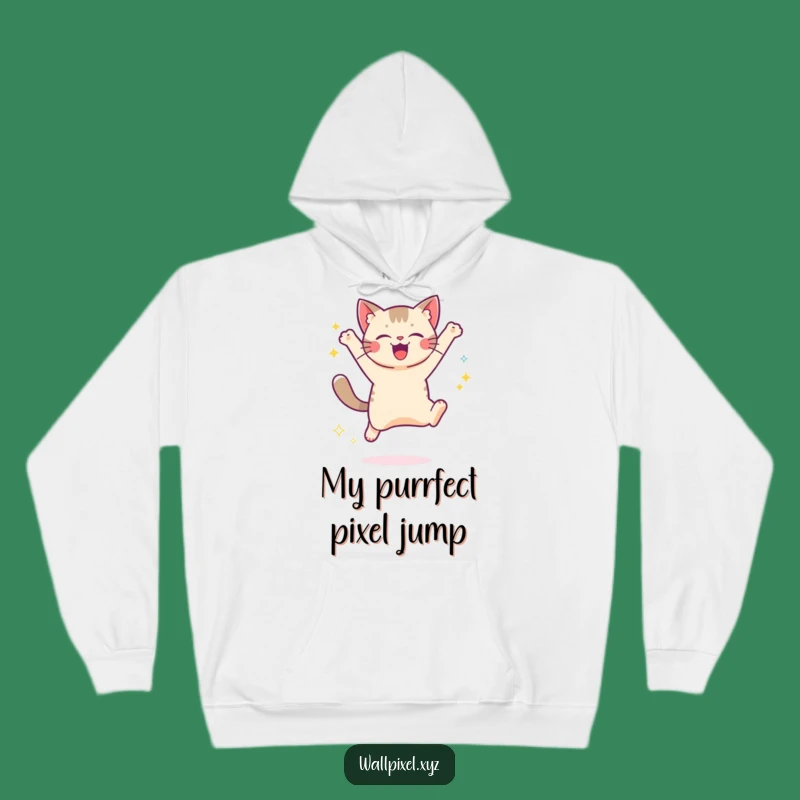 Funny Pixel Cat Glow Hoodie: Cozy Gaming Nostalgia Gift for Fans