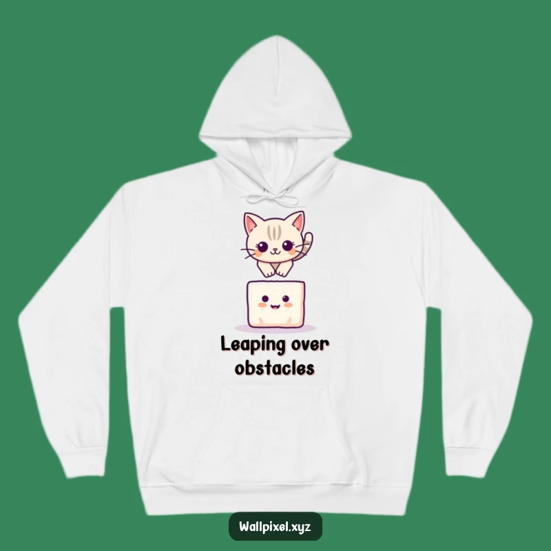 Funny Pixel Cat Leap Hoodie: Cozy Up with this Playful Feline Design!