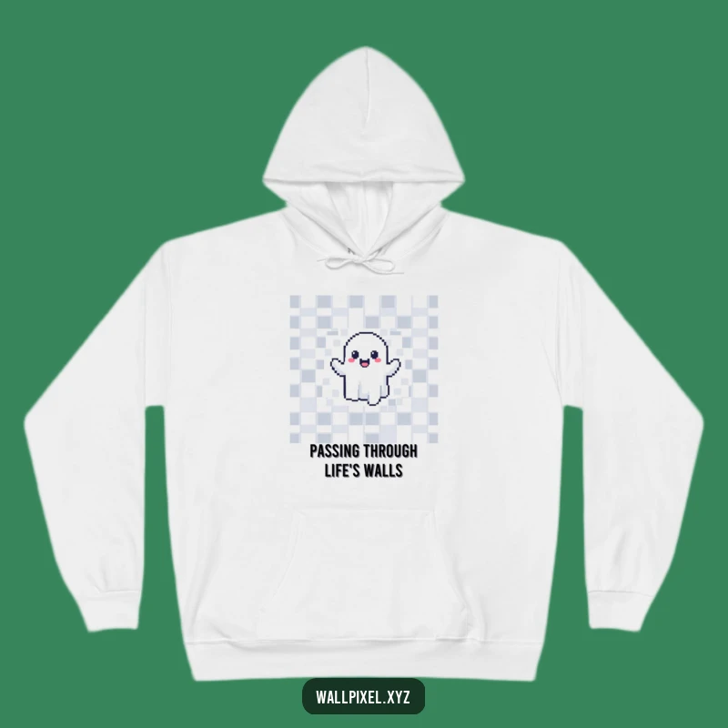 Funny Pixel Ghost Hoodie: Cozy Retro Gaming Comfort for Chilly Nights Gift