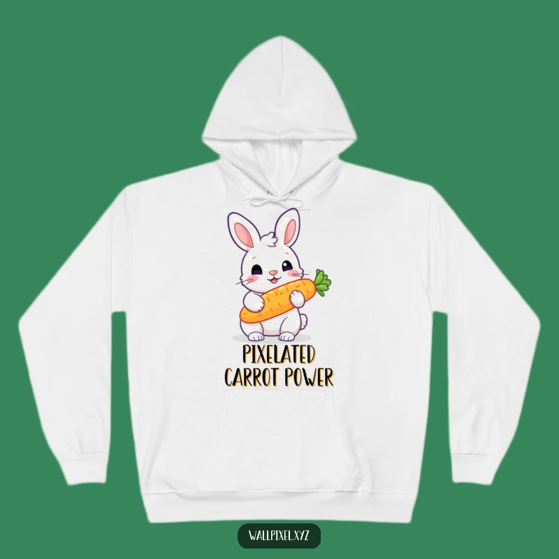 Funny Pixel Rabbit Carrot Hoodie - Glowing Veggie, Ideal Funny Gift for Comfort