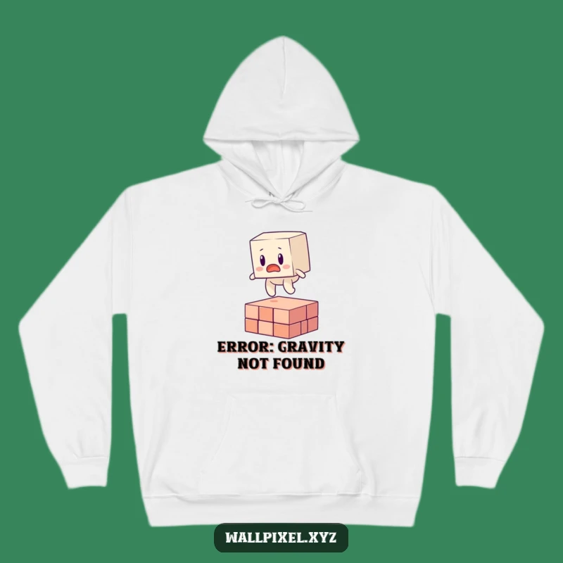 Funny Surprised Blocky Figure Hoodie - Cozy Glitchy Pixel Art Sweatshirt Gift