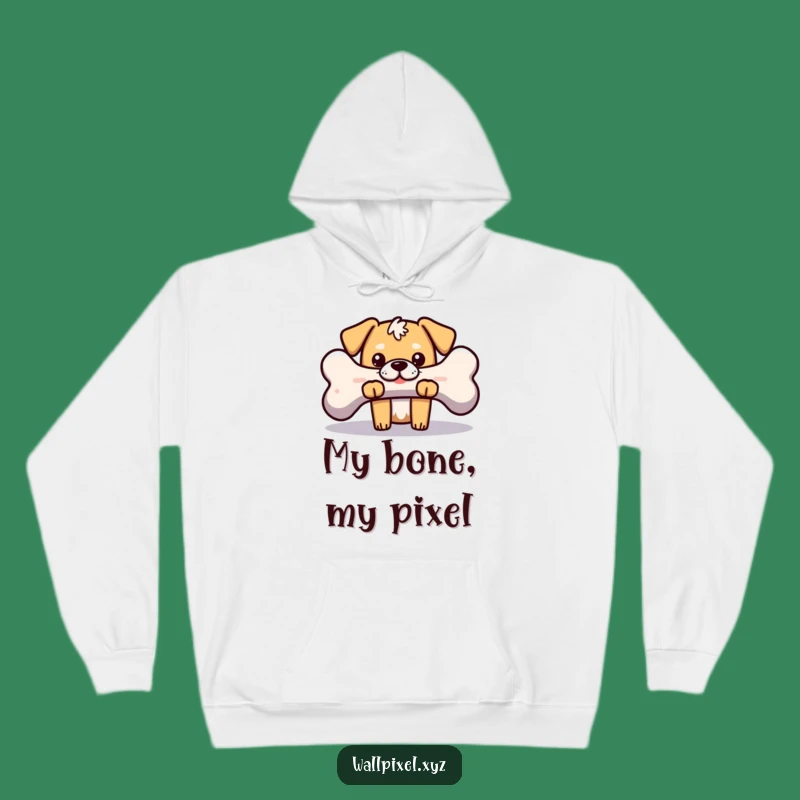 Funny Pixel Dog Bone Hoodie: Cozy Gaming & Pup Love Gift