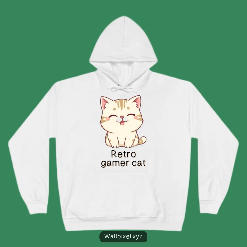 Funny Pixel Cat Hoodie: Cozy Retro Style, Warm Funny Gift