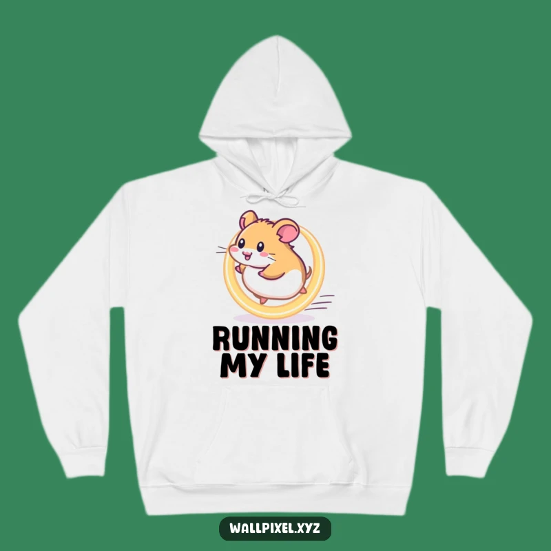 Cozy Funny Pixel Hamster Wheel Hoodie, Perfect Athleisure Gift