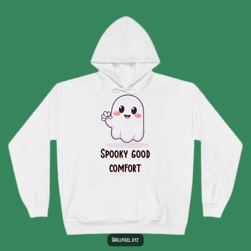 Funny Pixel Ghost Hoodie - Friendly Waver, Ideal Funny Gift for Cozy Spooks