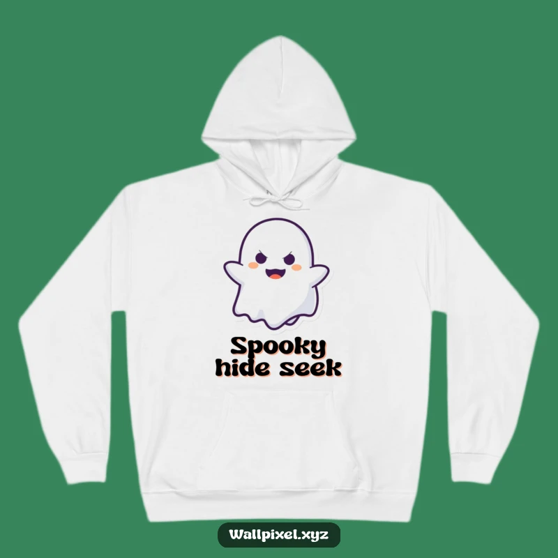 Funny Pixel Ghost Peek-a-Boo Hoodie: Cozy & Spooky Gift