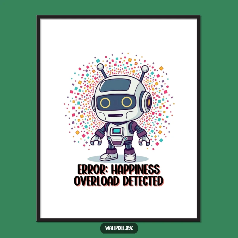 Funny Free Printable Wall Art: Robot Pixel Explosion - Downloadable Decor