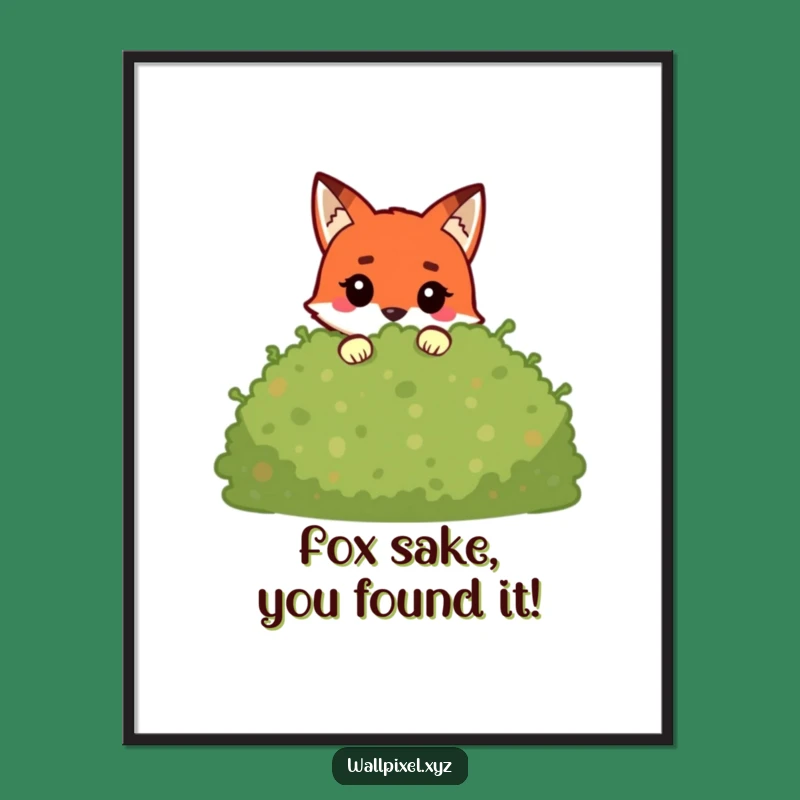 Free Printable Wall Art: Funny Pixel Fox Hide & Seek. Humorous Downloadable Decor.