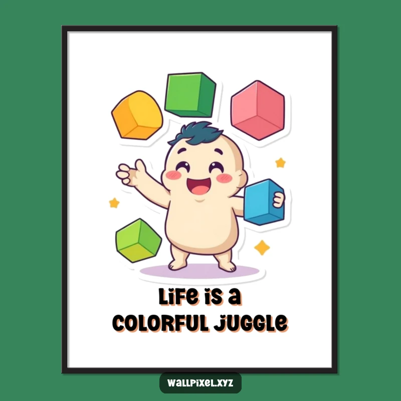 Free Printable Wall Art: Juggling Pixel Art, Fun & Quirky Downloadable Decor!