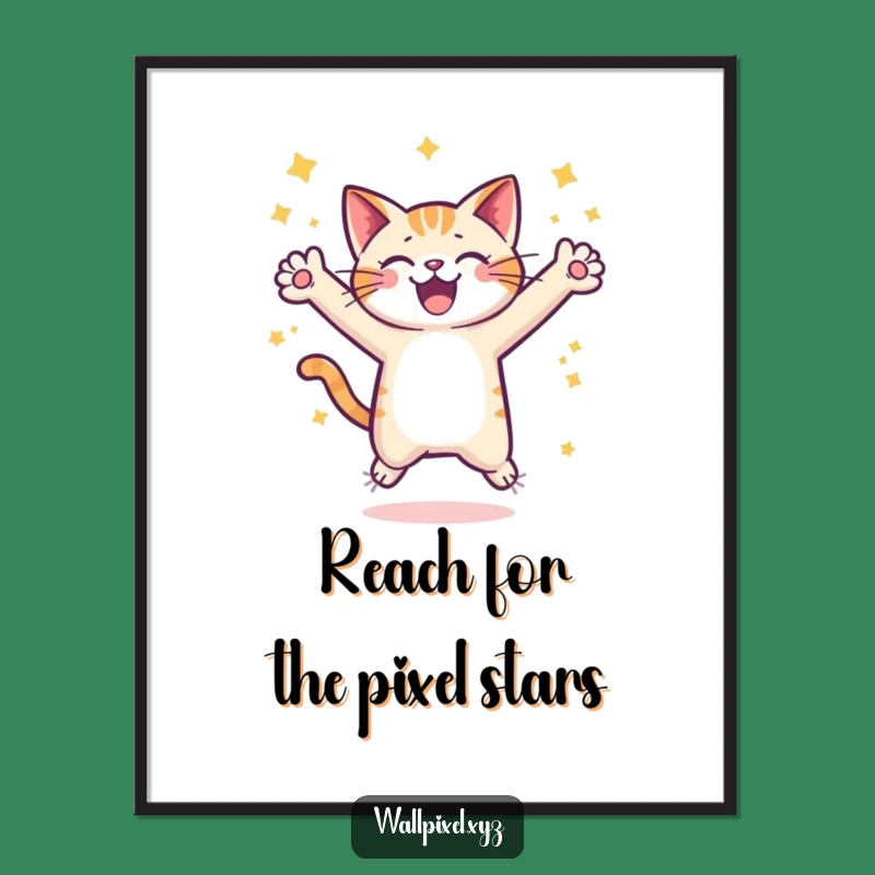 Free Printable Wall Art: Pixel Cat Leap Funny Downloadable Art