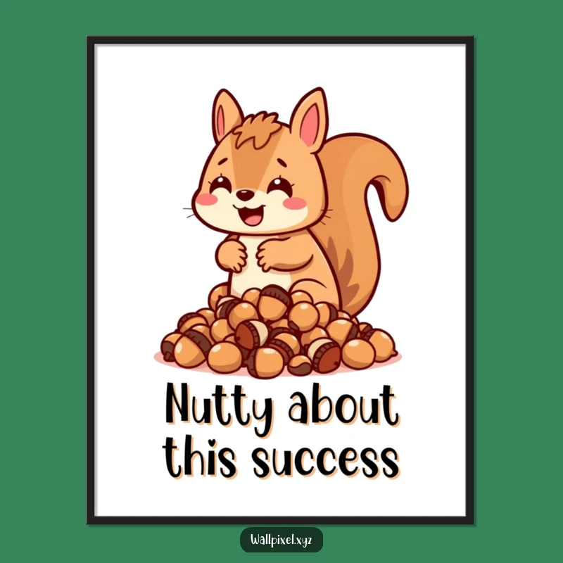 Free Printable Wall Art: Pixel Squirrel Hoarding Funny Downloadable Art Decor