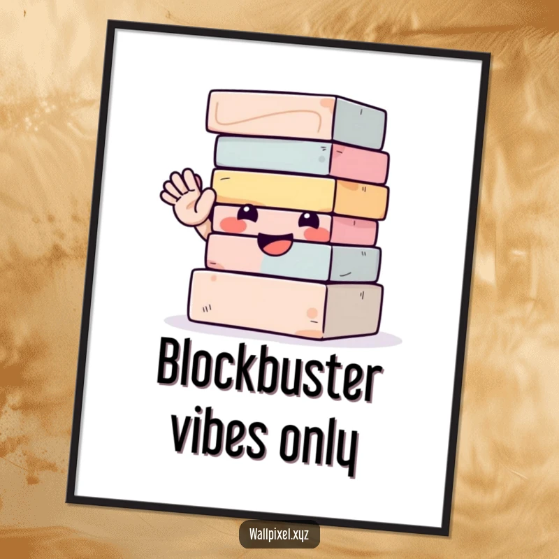 Funny Free Printable Wall Art: A vibrant and cheerful stack of blocks waving happily, adding a playful touch to any room.