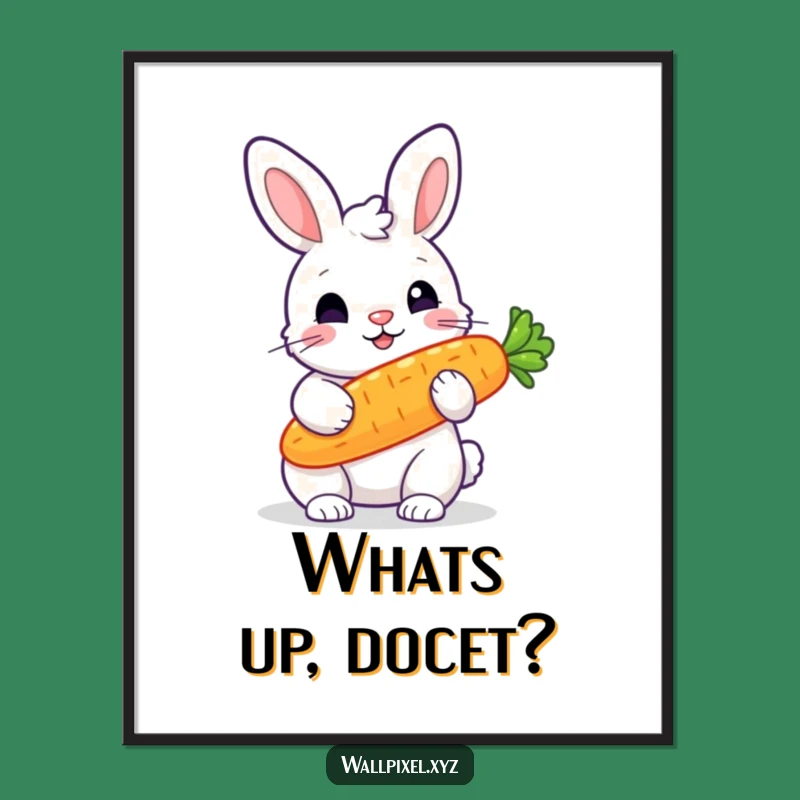 Funny Free Printable Pixel Rabbit Art: Glowing Carrot Design for Quirky Downloadable Decor