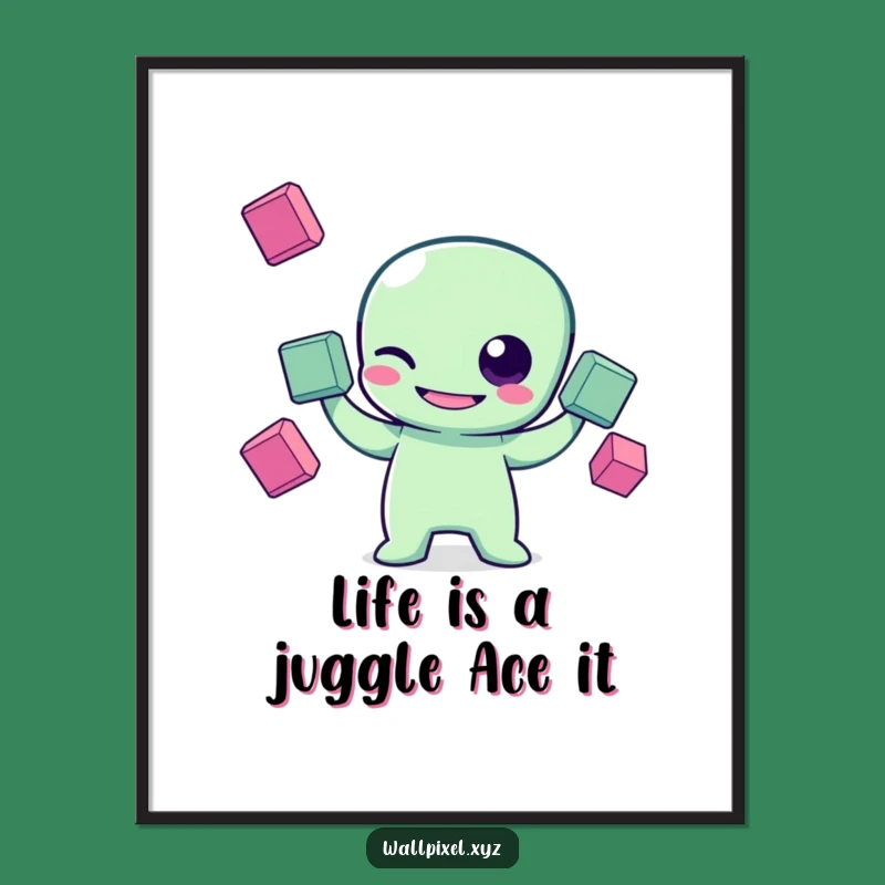 Funny Free Printable Wall Art: Alien Juggler's Cosmic Balance - Quirky Download