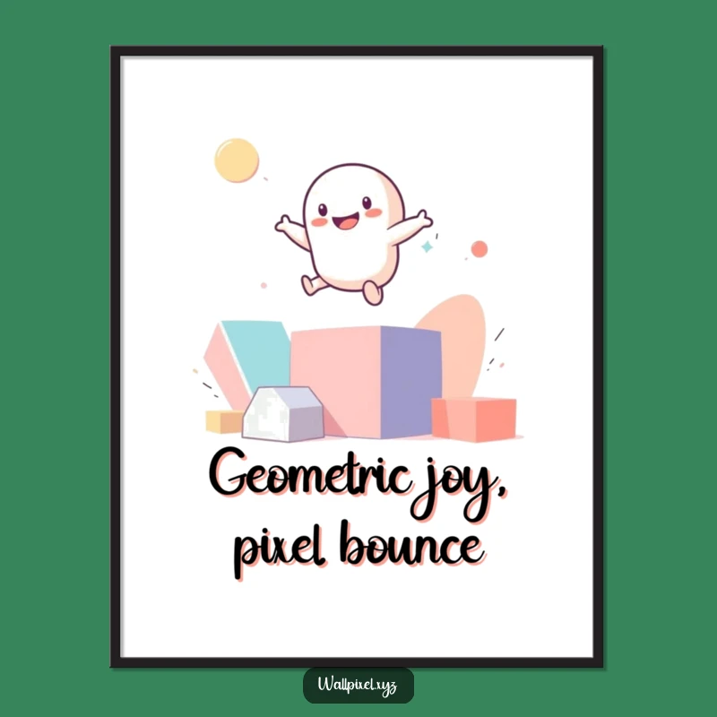 Funny Free Printable Wall Art: Bouncing Pixel Figure Downloadable Gift
