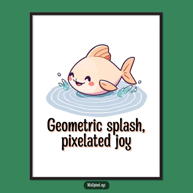Funny Free Printable Wall Art: Geometric Fish Splash, Humorous Downloadable Decor