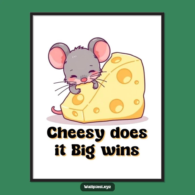 Funny Free Printable Wall Art: Pixel Mouse Obsessed with Cheese