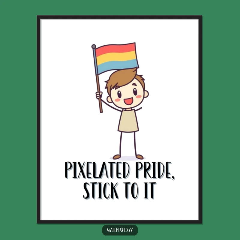 Funny Free Printable Wall Art: Stick Figure Waving Flag - Energetic Downloadable Decor!