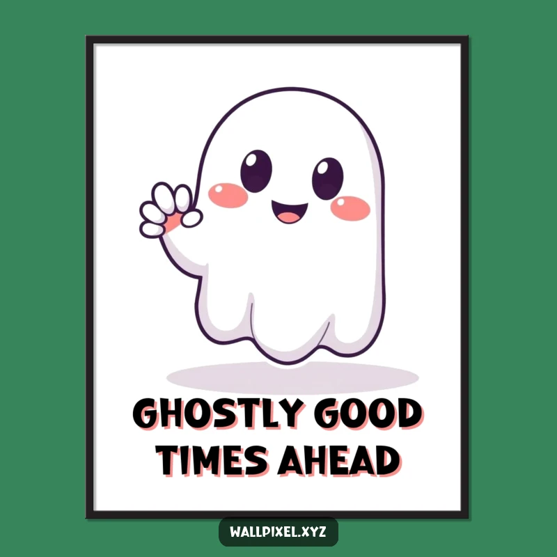 Funny Free Printable Pixel Ghost Art: Retro Waving Design for Quirky Downloadable Decor