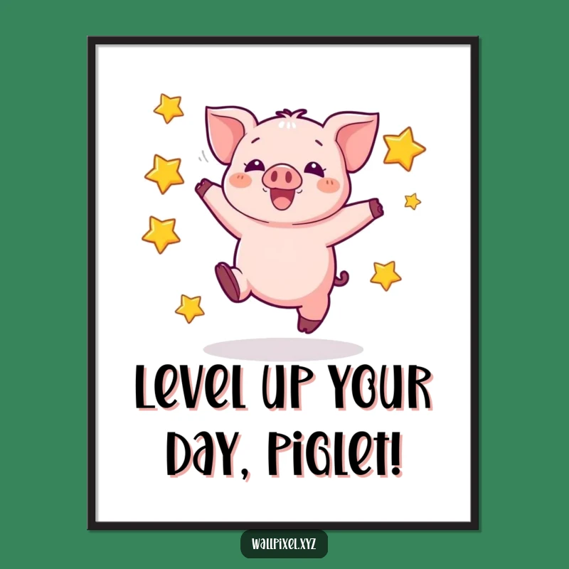 Funny Free Printable Pixel Pig Art: Retro Jumping Design for Nostalgic Downloadable Decor